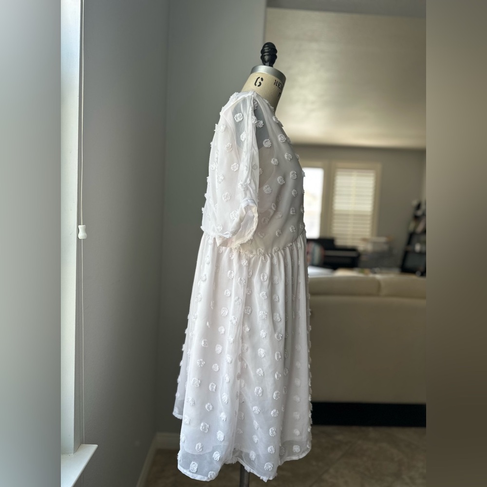 Elegant Loose Textured Pom Pom Baby doll Dress - Picture 4 of 5